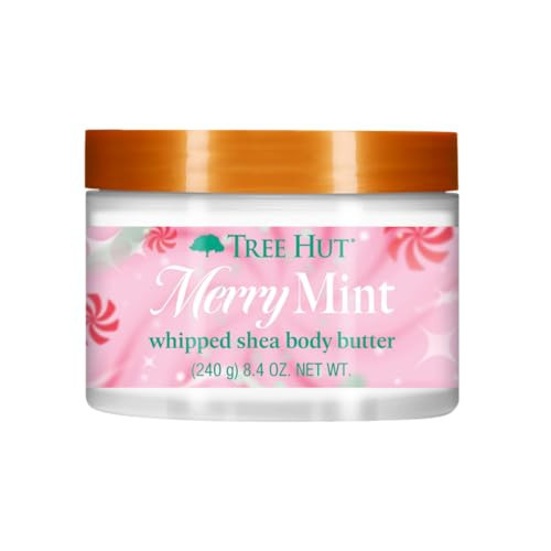 Tree Hut Merry Mint Whipped Shea Body Butter, Long-Lasting Hydration for Soft, Smooth Skin, Nourishing Essential Body Care, Lightweight Moisturizer, Holiday Gift & Stocking Stuffer, 8.4 fl oz | Amazon (US)