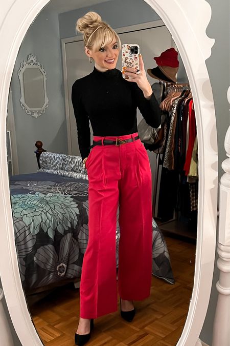 Black mock neck bodysuit - pink wide leg pants - triangle buckle belt - business casual - work outfit - wear to work - Amazon Fashion - Amazon Finds 

#LTKSeasonal #LTKunder50 #LTKworkwear