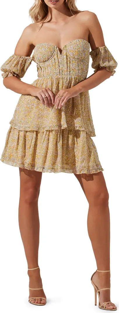 ASTR the Label Floral Tiered Off the Shoulder Cotton Minidress | Nordstrom | Nordstrom