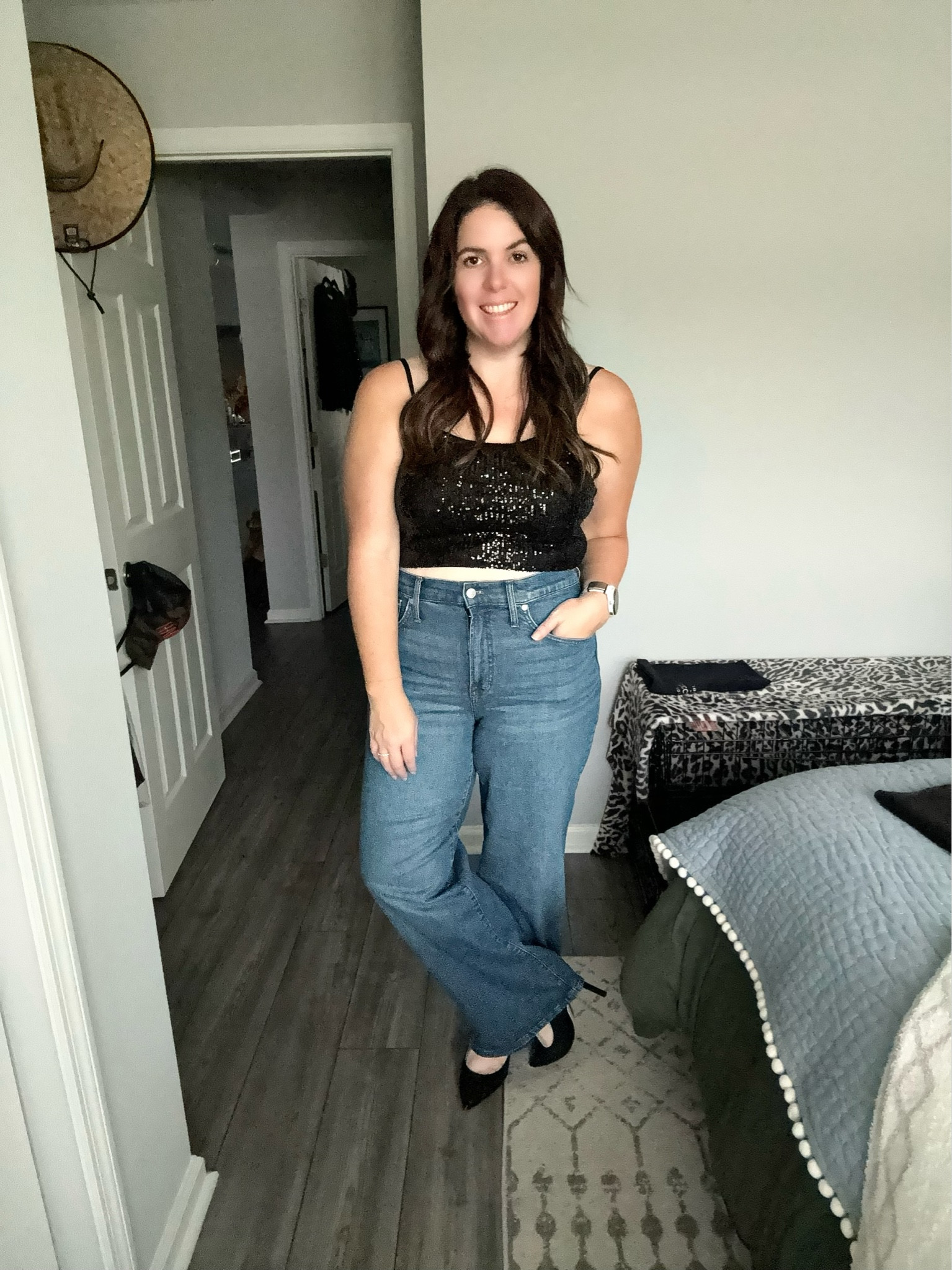 Need a fun, dressed down NYE Look?! Take the Amazon sequin top and pair it with a cute pair of jeans for a super cute NYE look! The top runs TTS, also comes in silver and is on major sale today! 

#LTKHoliday #LTKparties #LTKstyletip