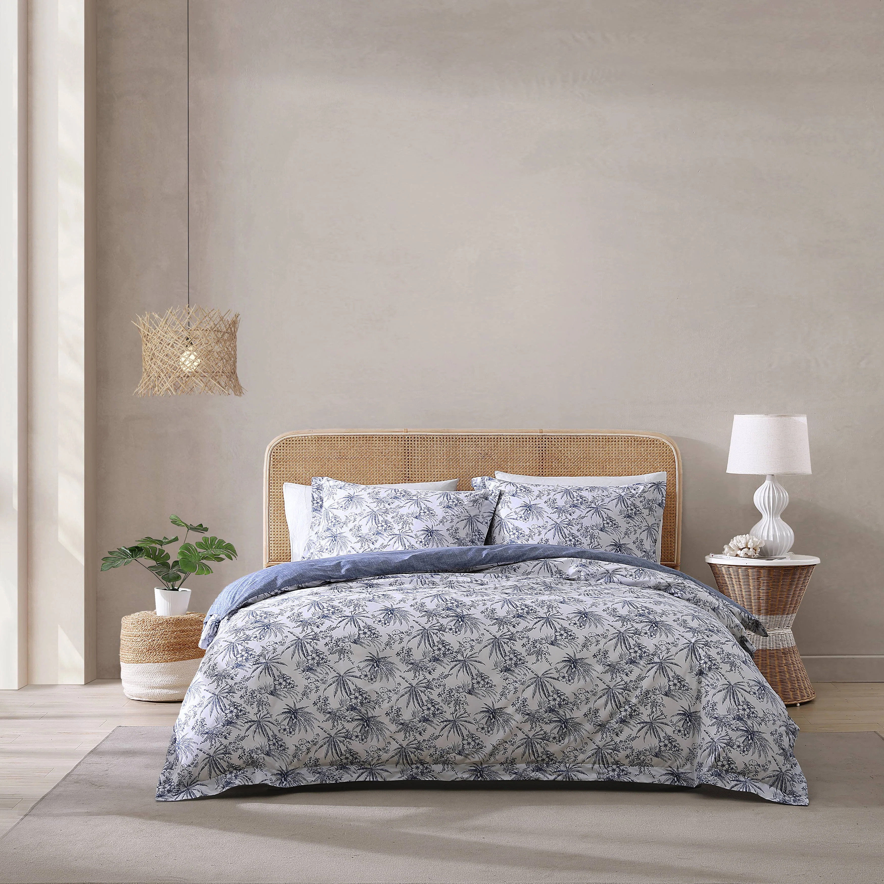 Pen And Ink Tropical Cotton Floral Duvet Cover Set | Wayfair North America