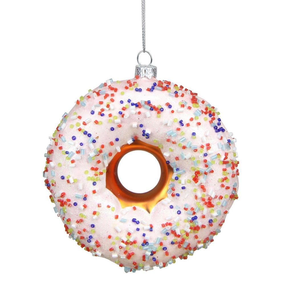 4 in. Glazed and Sprinkled Round Doughnut Christmas Ornament | The Home Depot