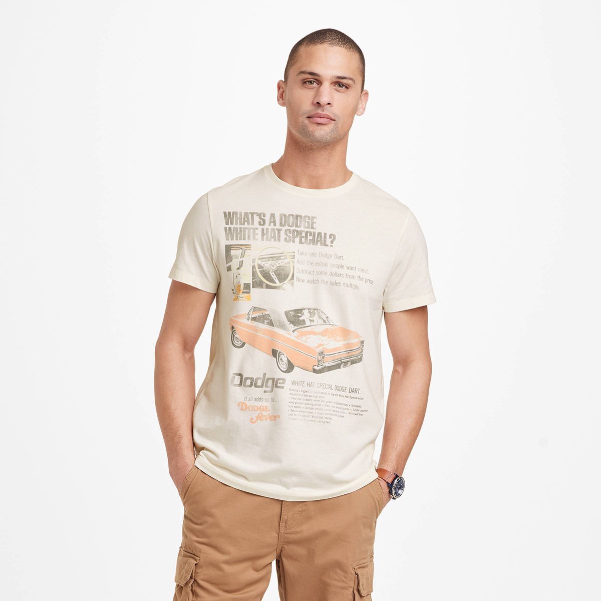 Men's Regular Fit Dodge Short Sleeve T-Shirt - Goodfellow & Co™ White | Target
