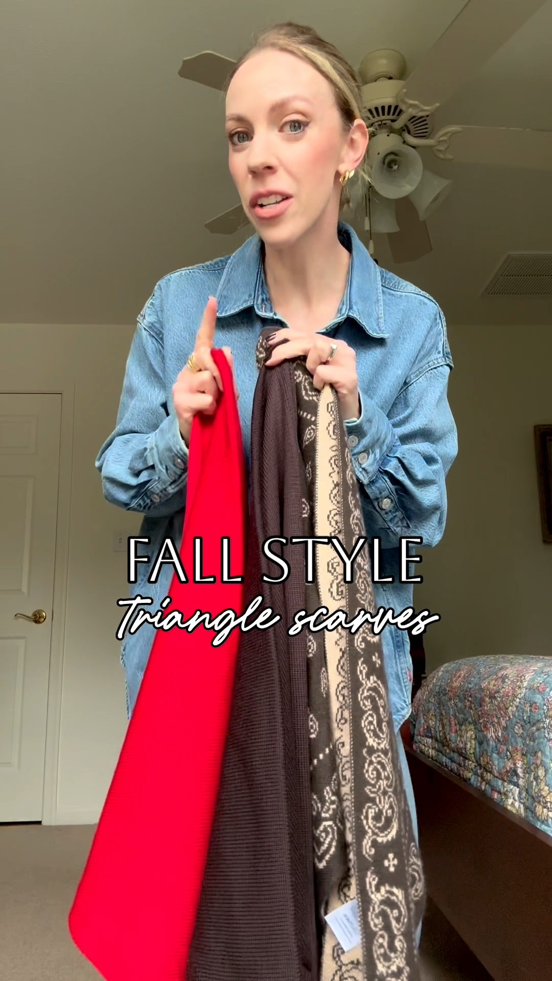 Triangle scarves are a must have fall accessory! The shape makes styling so effortless and chic