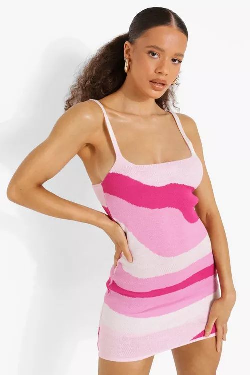 Marble Print Knitted Mini Dress | Boohoo.com (US & CA)