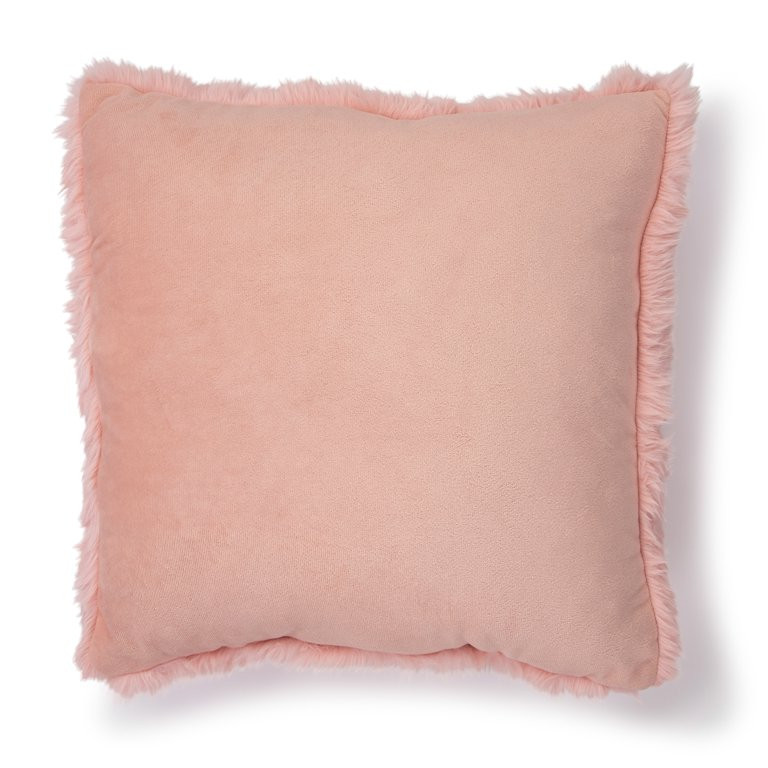 Mainstays Square, High Pile, Faux Rabbit Fur,  Decorative Pillow, 17" x 17", Pink, 1 per Pack | Walmart (US)