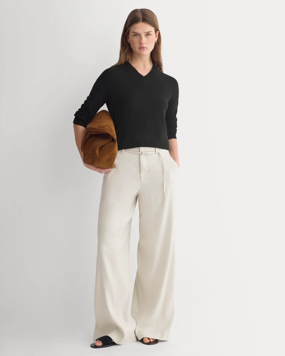 Wide-Leg Belted Pant in Stretch Linen | Birch | Long | Everlane