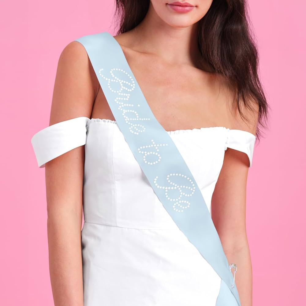 xo, Fetti Bachelorette Blue Pearl Bride to Be Sash | Bach Party Decorations, Engagement Supplies,... | Amazon (US)