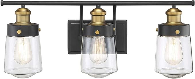 Savoy House 8-2069-3-51 Macauley Vintage Black with Warm Brass 3-Light Bathroom Vanity Light (24"... | Amazon (US)