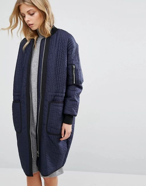 Whistles Lini Quilted Longline Jacket | ASOS US