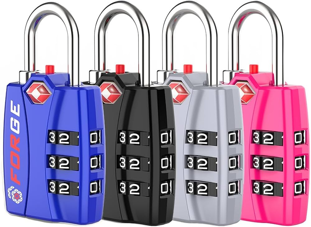 Forge Luggage Locks TSA Approved 4 Pack 4 Colors, Small Combination Lock with Zinc Alloy Body, Op... | Amazon (US)