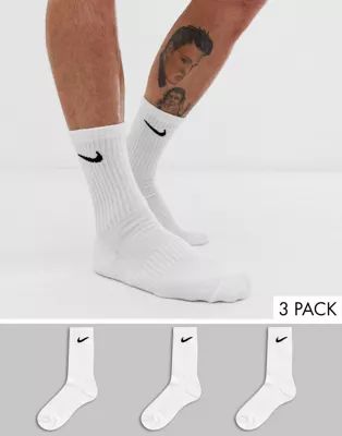 Nike Training 3 pack cushion crew socks in white | ASOS UK