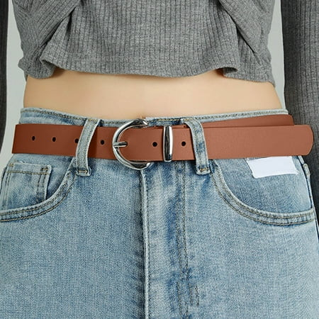 Brown Womens Leather Belts For Jeans Dresses Fashion Gold Buckle Ladies Belt | Walmart (US)