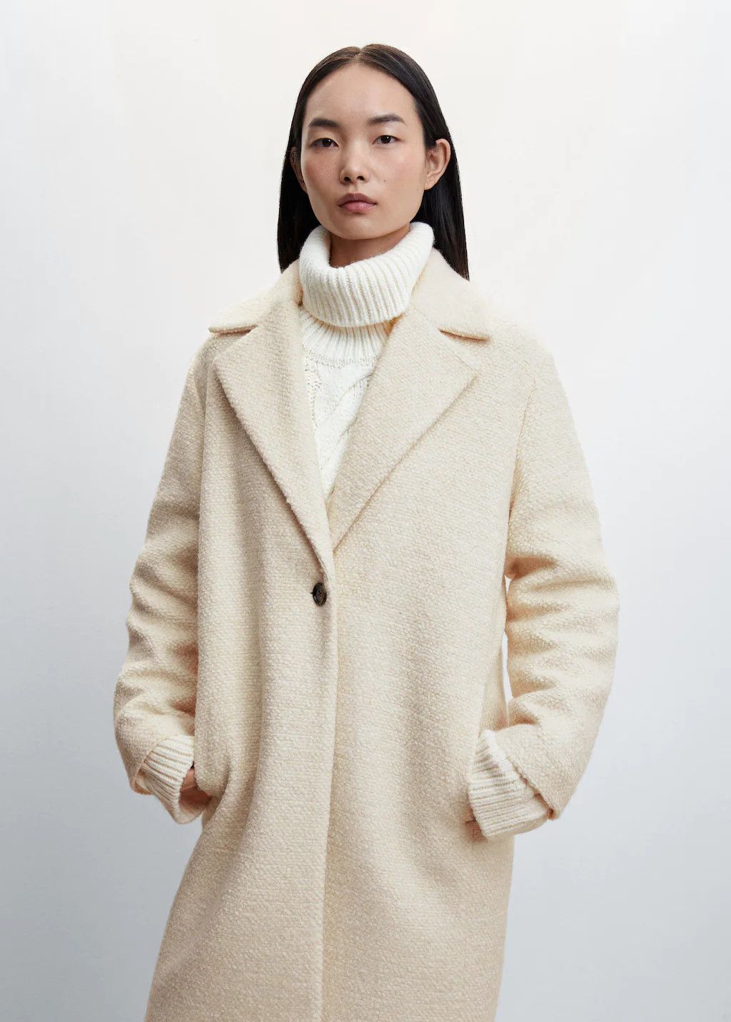 Wool terry coat | White Coat Coats | Winter Coat Outfit | White Winter Outfit | MANGO (US)