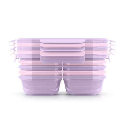Ello Snap and Nest 10pc 4 compartment Snack Food Storage Container Set Orchid Mist | Target