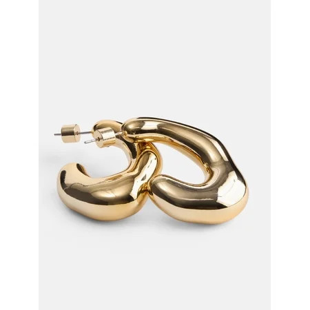 Scoop Women s Gold Tone Abstract Open Hoop Earrings 1 Pair | Walmart (US)