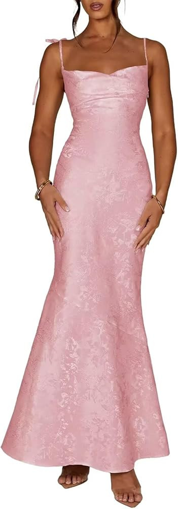 Xijun Floral Jacquard Satin Prom Dresses 2025 for Women Cowl Neck Mermaid Evening Dress Formal Pa... | Amazon (US)