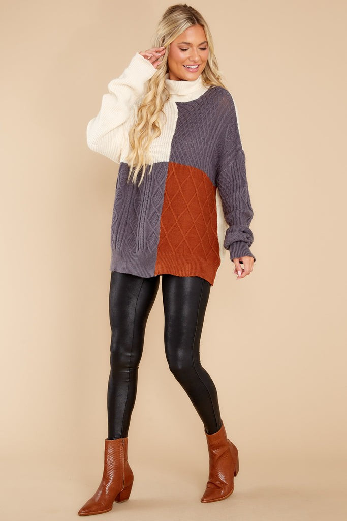 Endless Snuggles Grey Colorblock Sweater | Red Dress 