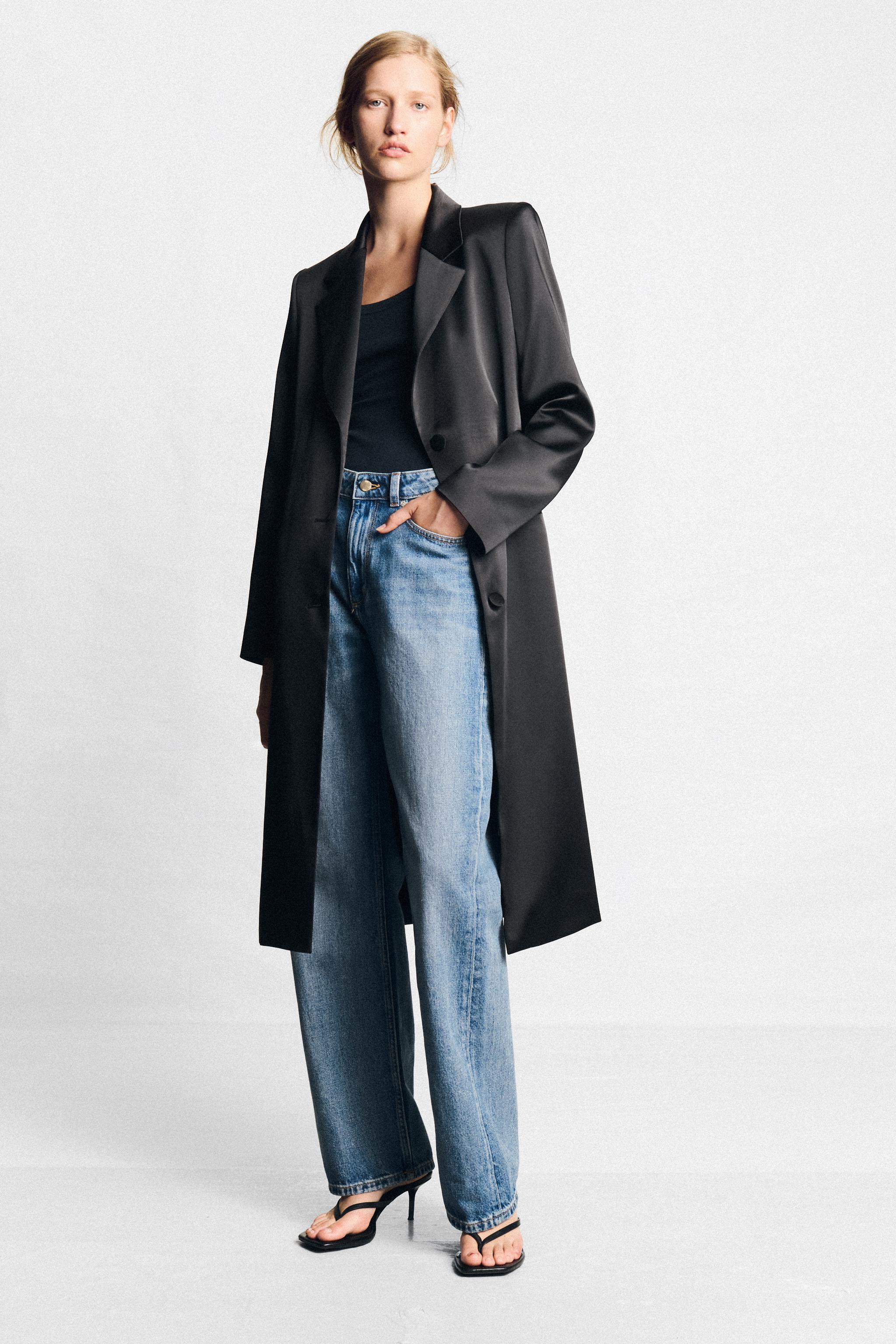 SATIN SHOULDER PAD COAT | Zara US