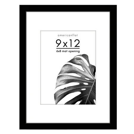 Americanflat 9x12 Picture Frame with Shatter-Resistant Glass with 6x8 Mat Display Photo Signature - Black | Walmart (US)