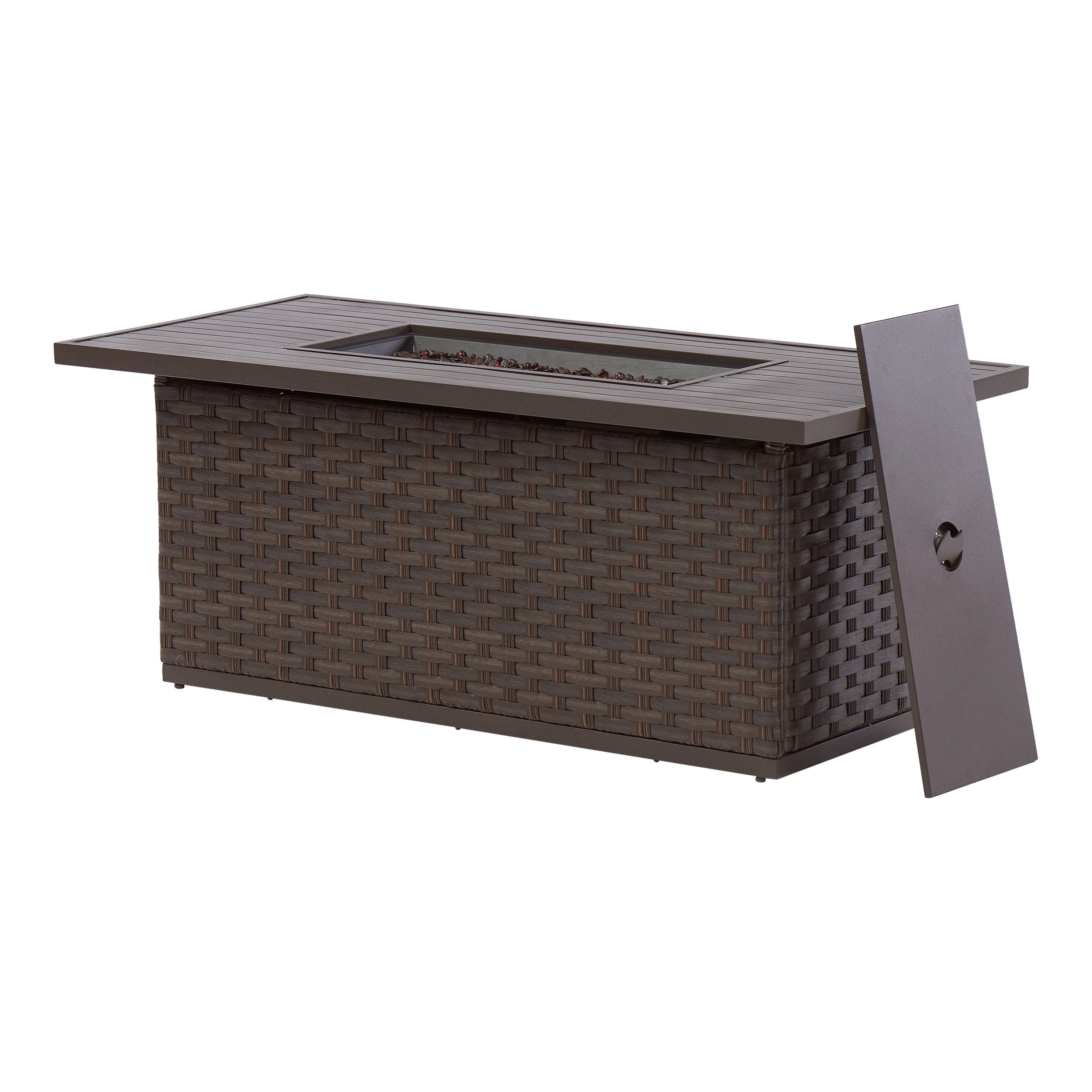 Better Homes & Gardens Harbor City 63" Steel Propane Fire Pit Dining Table, Brown | Walmart (US)