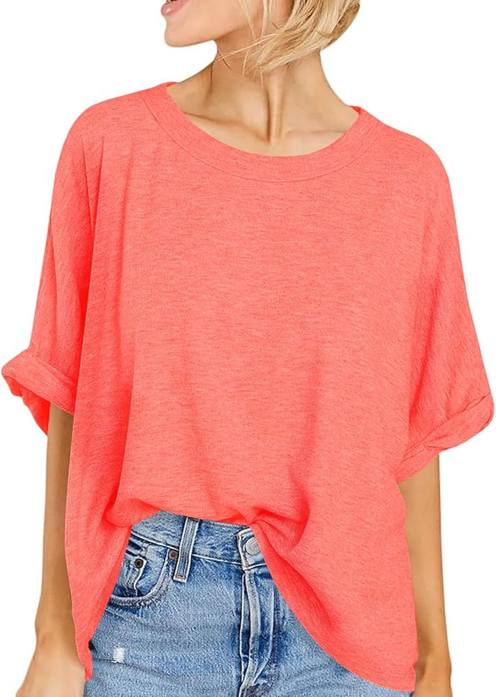 Women Oversized T-Shirt Summer Casual Short Sleeve Loose Tee Tops | Amazon (US)