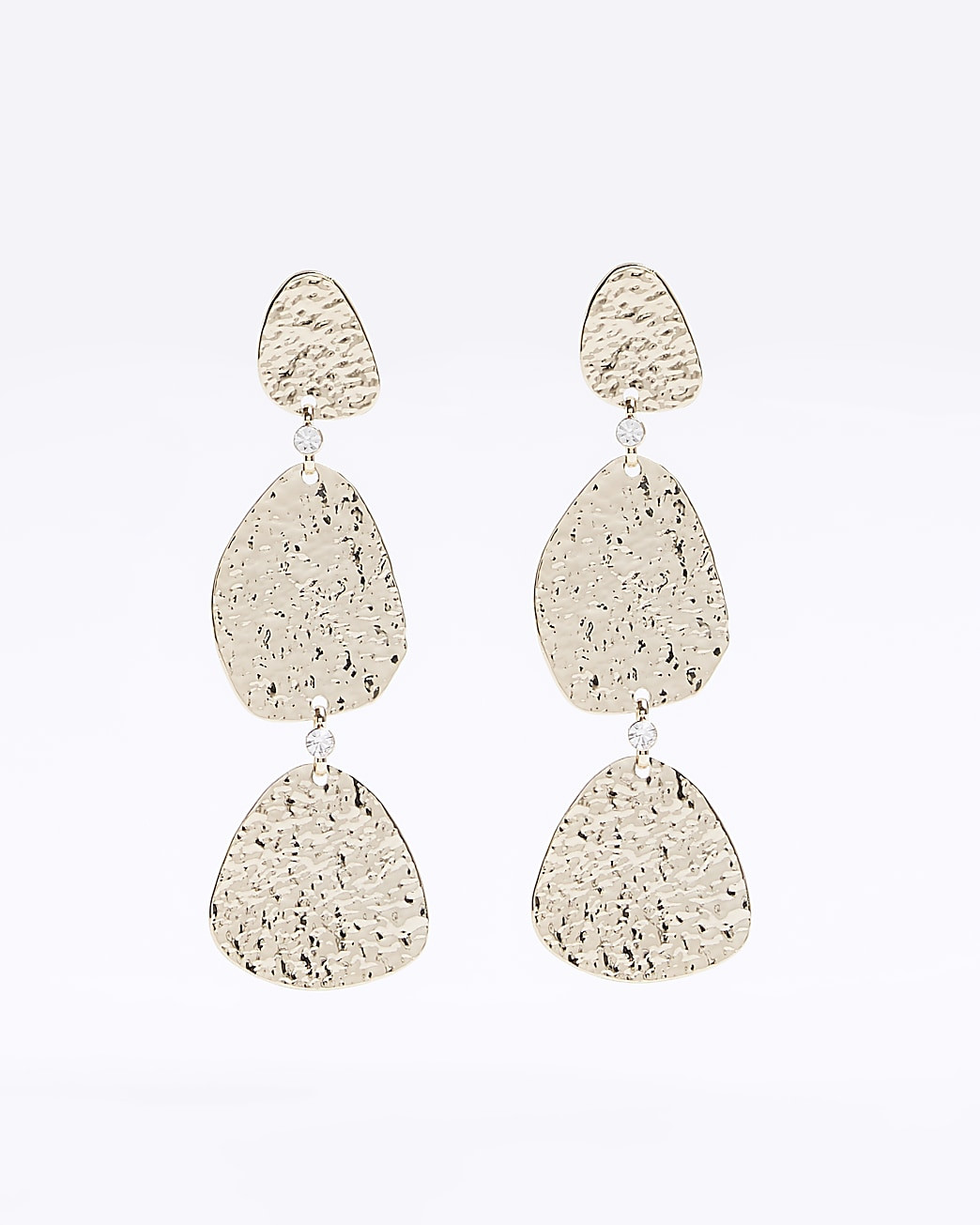 Gold Textured Disc Drops Earrings | River Island (UK & IE)