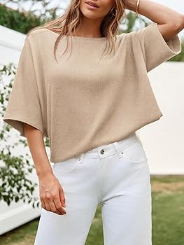 Cicy Bell Womens Half Sleeve Sweaters Oversized Boat Neck Knitted Pullover Sweater Trendy Casual ... | Amazon (US)