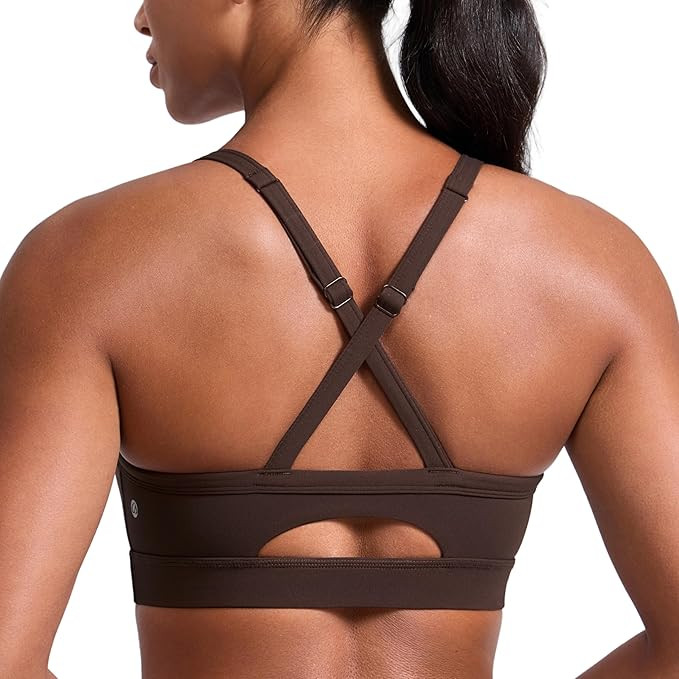CRZ YOGA Butterlift Cut-Out Cross Back Sports Bras for Women - Medium Impact Adjustable Thin Stra... | Amazon (US)