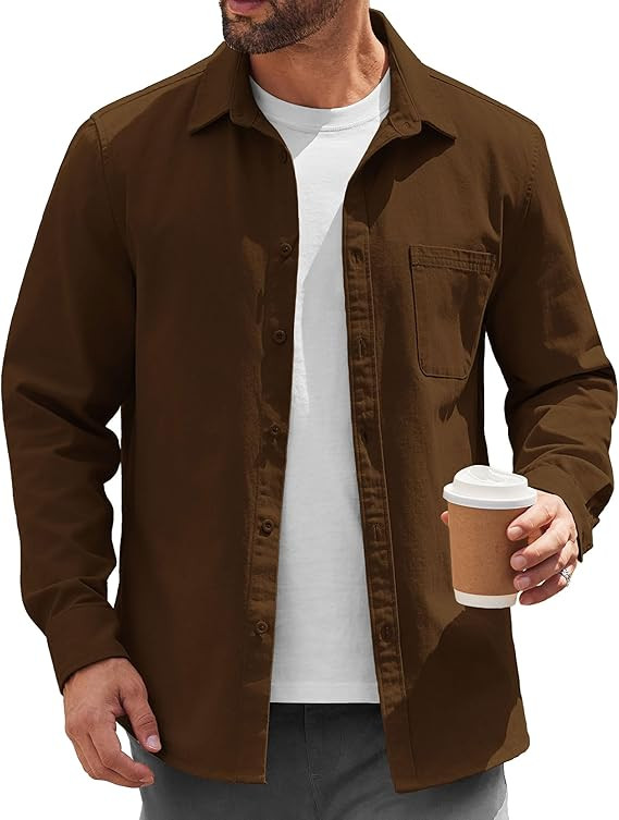 COOFANDY Mens Lightweight Button Down Shirt Jacket Casual Shacket Cotton Overshirt | Amazon (US)