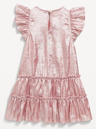 Shiny Flutter-Sleeve Tiered Dress for Toddler Girls | Old Navy (US)