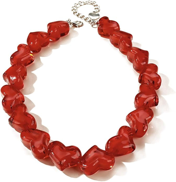 Fashion Heart Resin Beaded Star Acrylic Beaded Choker Necklace Multicolor Five Pointed Star Penta... | Amazon (US)