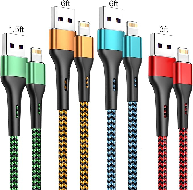 iPhone Charger Cable 4Pack-1.5/3/6/6FT,Durcord iPhone Charger Cord MFi Certified Lightning Cable,... | Amazon (US)