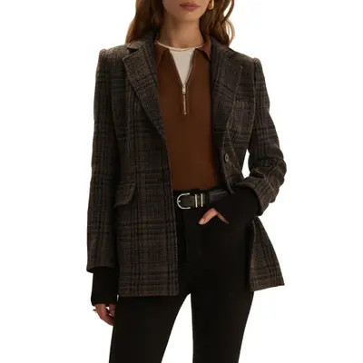 Favorite Daughter The Plaid City Blazer in Navy Multi Plaid at Nordstrom, Size Large | Nordstrom