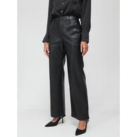 V by Very Faux Leather Palazzo Trouser - Black | Very (UK)