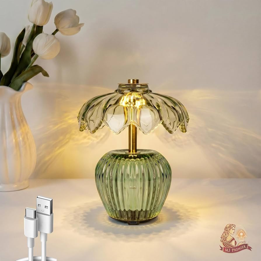 MJ PREMIER Rechargeable Table Lamp, Small Cordless Lamp with Timer, Green | Amazon (US)