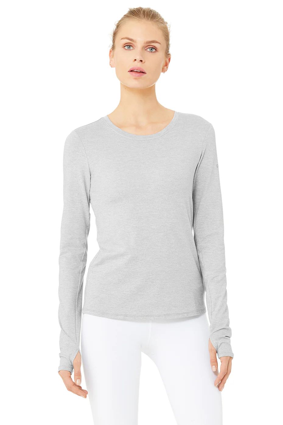 Alo YogaÂ® Women's Finesse Long Sleeve Top - Zinc Heather - Size - M - Sueded Performance Jersey | Alo Yoga