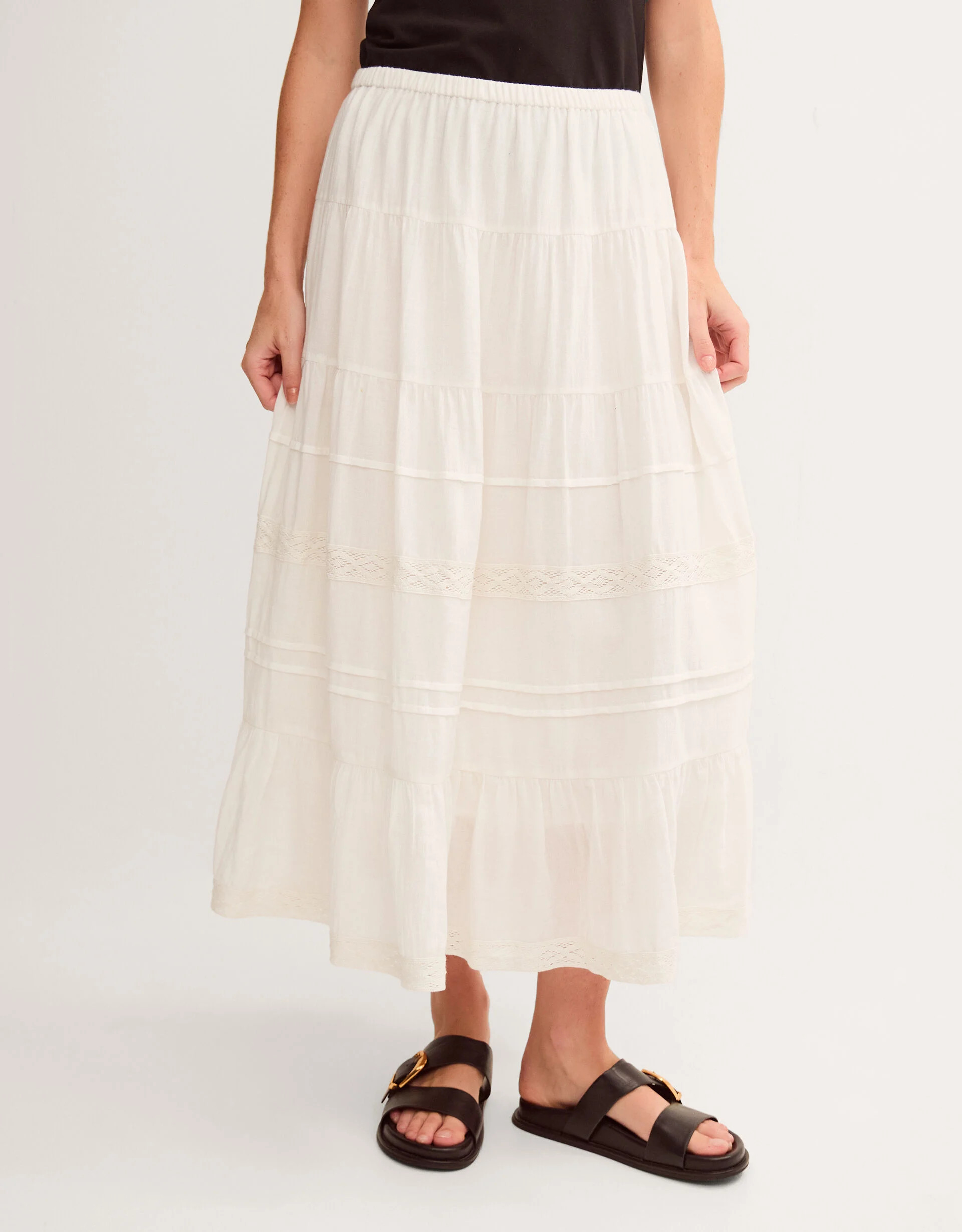 Maria Tiered Maxi Skirt White | Monsoon (UK)