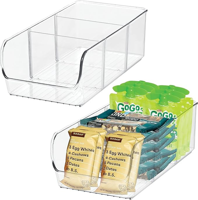 Set of 2 Adjustable Snack Organizer Bins for Cabinet & Pantry Organization And Storage Plastic St... | Amazon (US)
