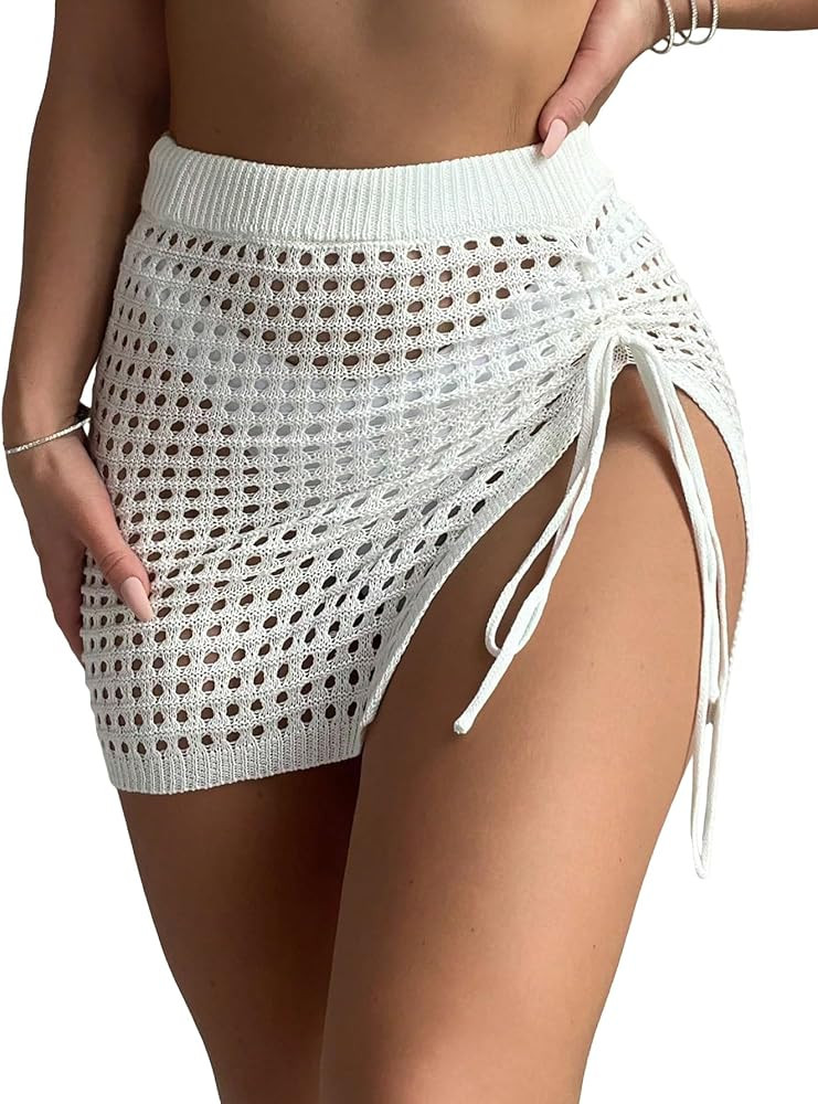 SHENHE Women's Sheer Crochet Hollow Out Swimsuit Bikini Cover Up Beach Skirts | Amazon (US)