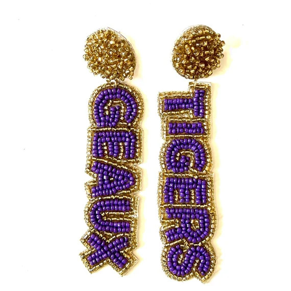 Beaded GEAUX TIGERS Earrings - Etsy | Etsy (US)