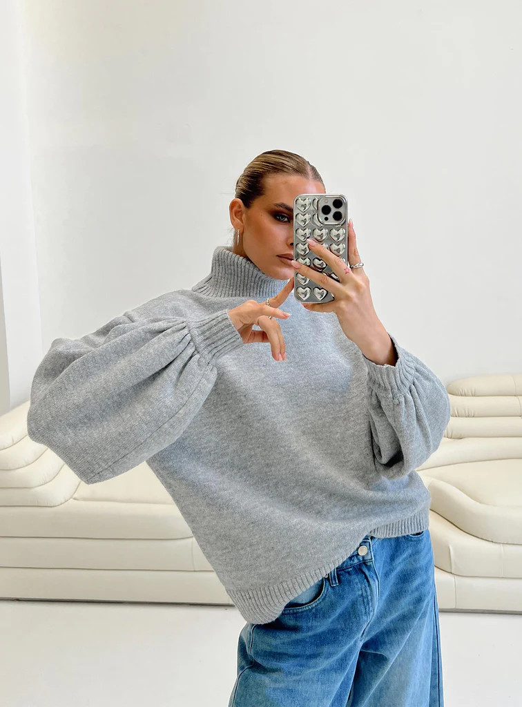Sweenie Turtle Neck Jumper Grey | Princess Polly AU