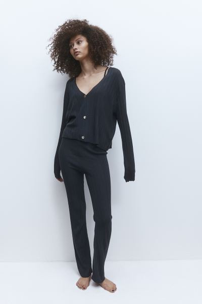 Rib-knit Cardigan - Black - Ladies | H&M US | H&M (US + CA)