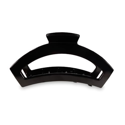 TELETIES - Large Open Claw Clip - Strong Grip, Bendable Teeth, Comfortable Open Cutout Design - Ideal for Long, Thick, Curly, or Wavy Hair - For All Hair Textures - Jet Black | Amazon (US)