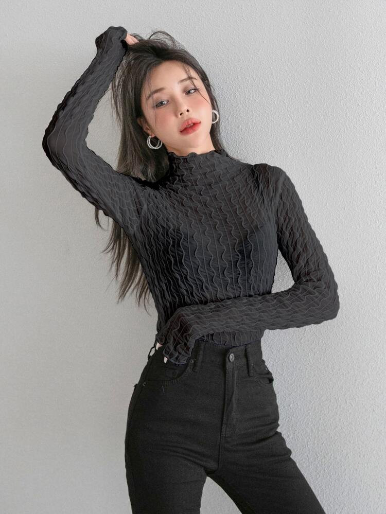 DAZY Tops femme Volants froncés Casual Unicolore | SHEIN