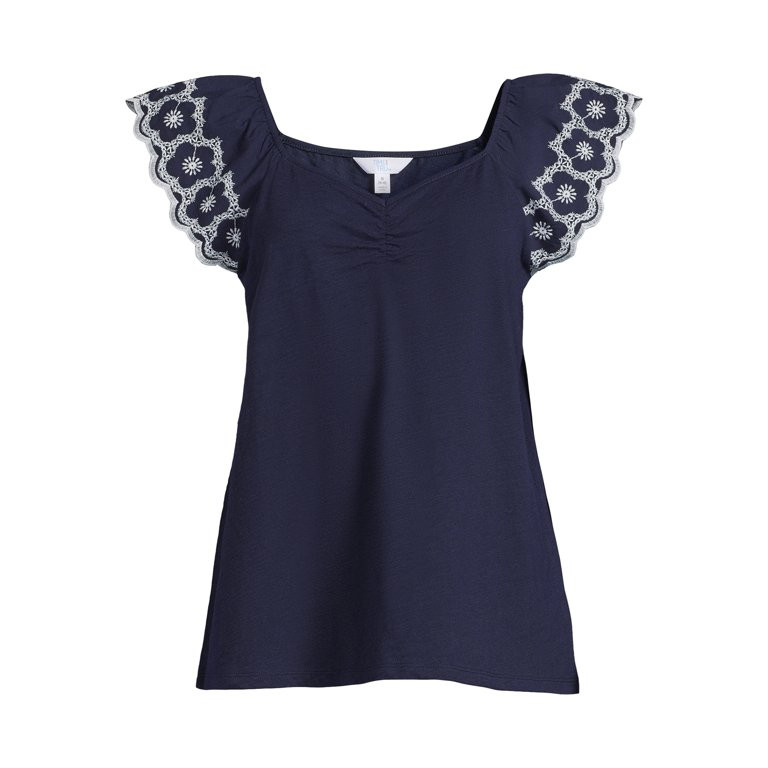 Time and Tru Women's Flutter Sleeve Top | Walmart (US)