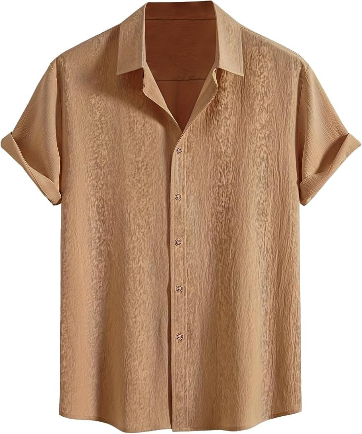 ZAFUL Men's Wrinkle Textured Button Down Shirts Short Sleeves Casual Summer Beach Shirt Hawaiian ... | Amazon (US)