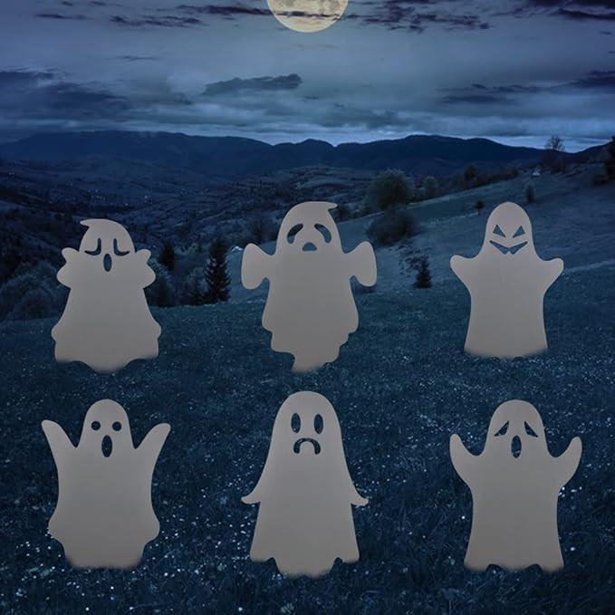 Anditoy 6 Pack Halloween White Ghost Yard Signs with Stakes Scary Silhouette Halloween Decoration... | Amazon (US)