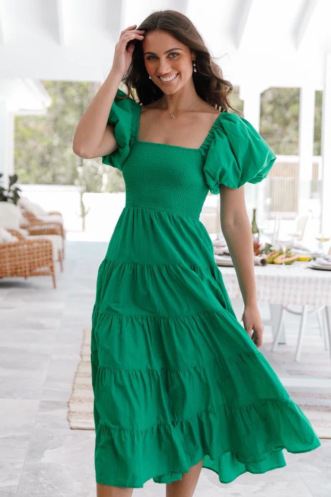 Morgan Tiered Dress - Green | Petal & Pup (AU)