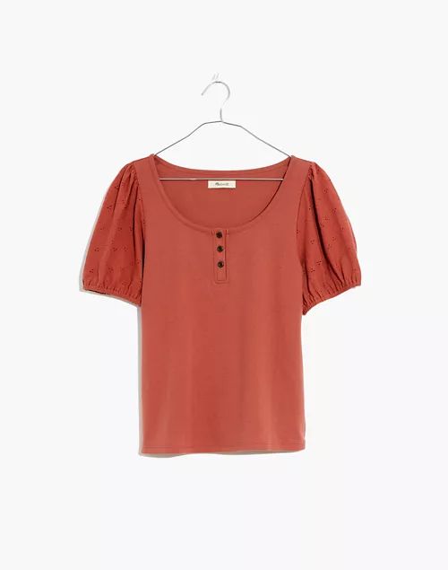 Eyelet-Sleeve Henley Top | Madewell